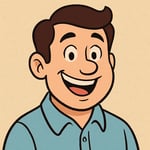A cartoon man smiling-1