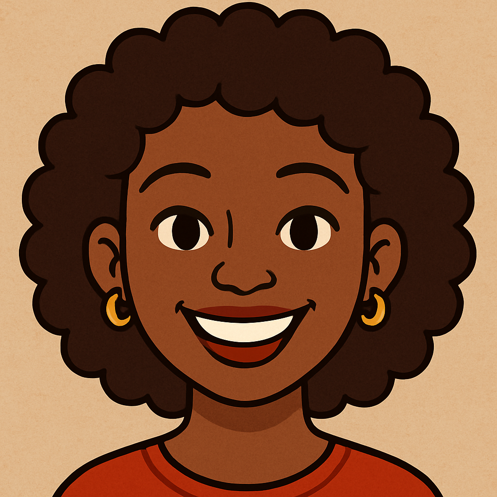 Create a black woman smiling cartoon avatar